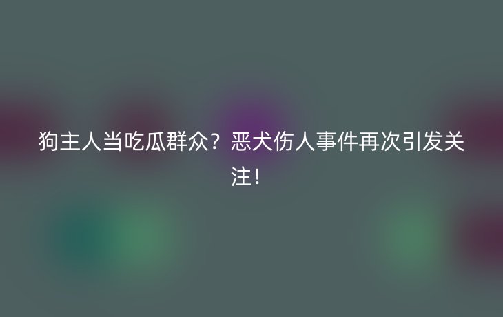 狗主人当吃瓜群众？恶犬伤人事件再次引发关注！