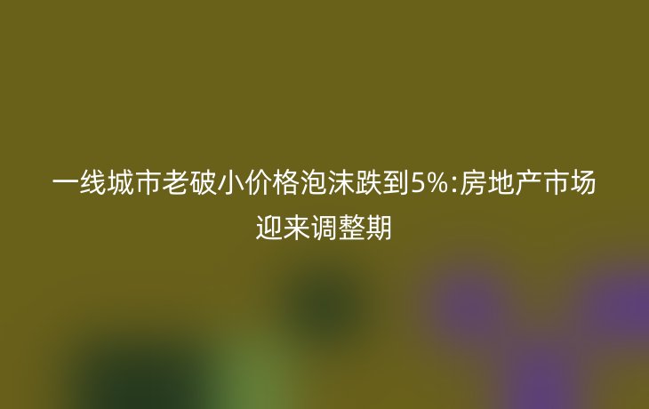 一线城市老破小价格泡沫跌到5%:房地产市场迎来调整期