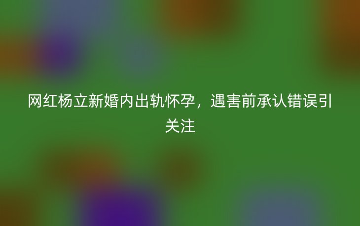 网红杨立新婚内出轨怀孕，遇害前承认错误引关注