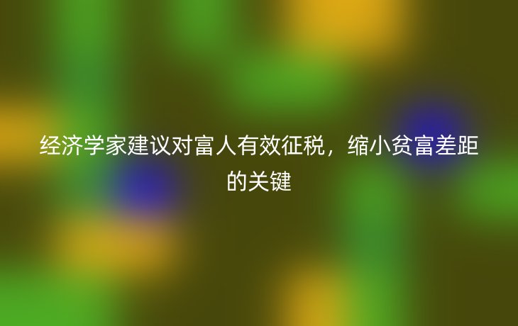 经济学家建议对富人有效征税，缩小贫富差距的关键