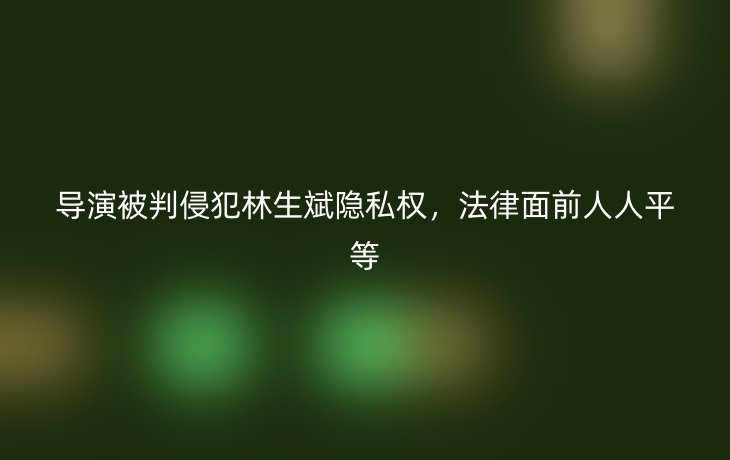 导演被判侵犯林生斌隐私权，法律面前人人平等