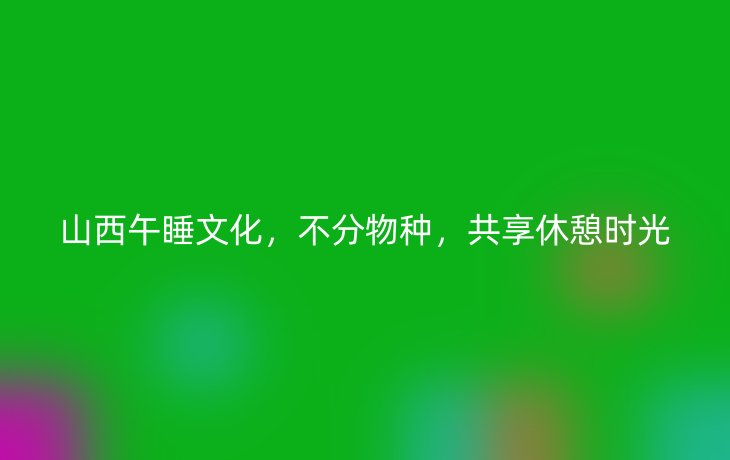 山西午睡文化，不分物种，共享休憩时光