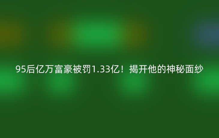 95后亿万富豪被罚1.33亿！揭开他的神秘面纱