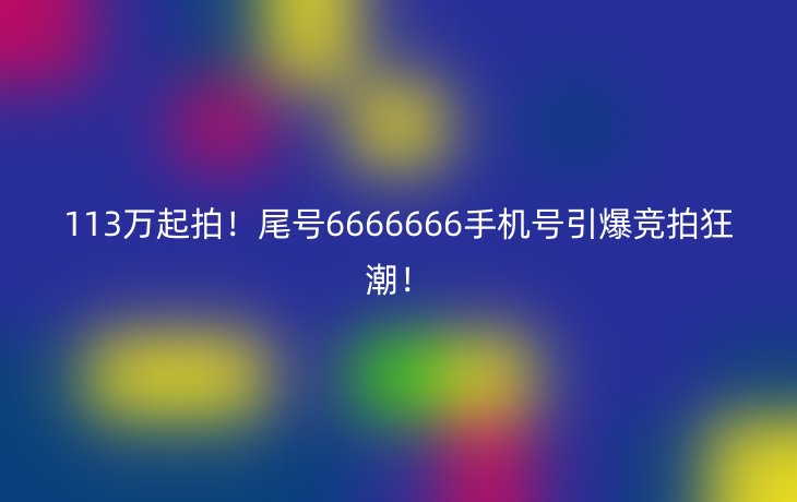 113万起拍！尾号6666666手机号引爆竞拍狂潮！