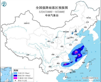 暴雨黄色预警发布：安徽、湖北、江西等地部分地区有大暴雨