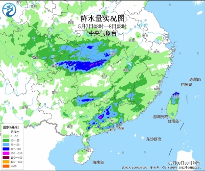 南方降雨进入最强时段 并伴有大范围强对流天气